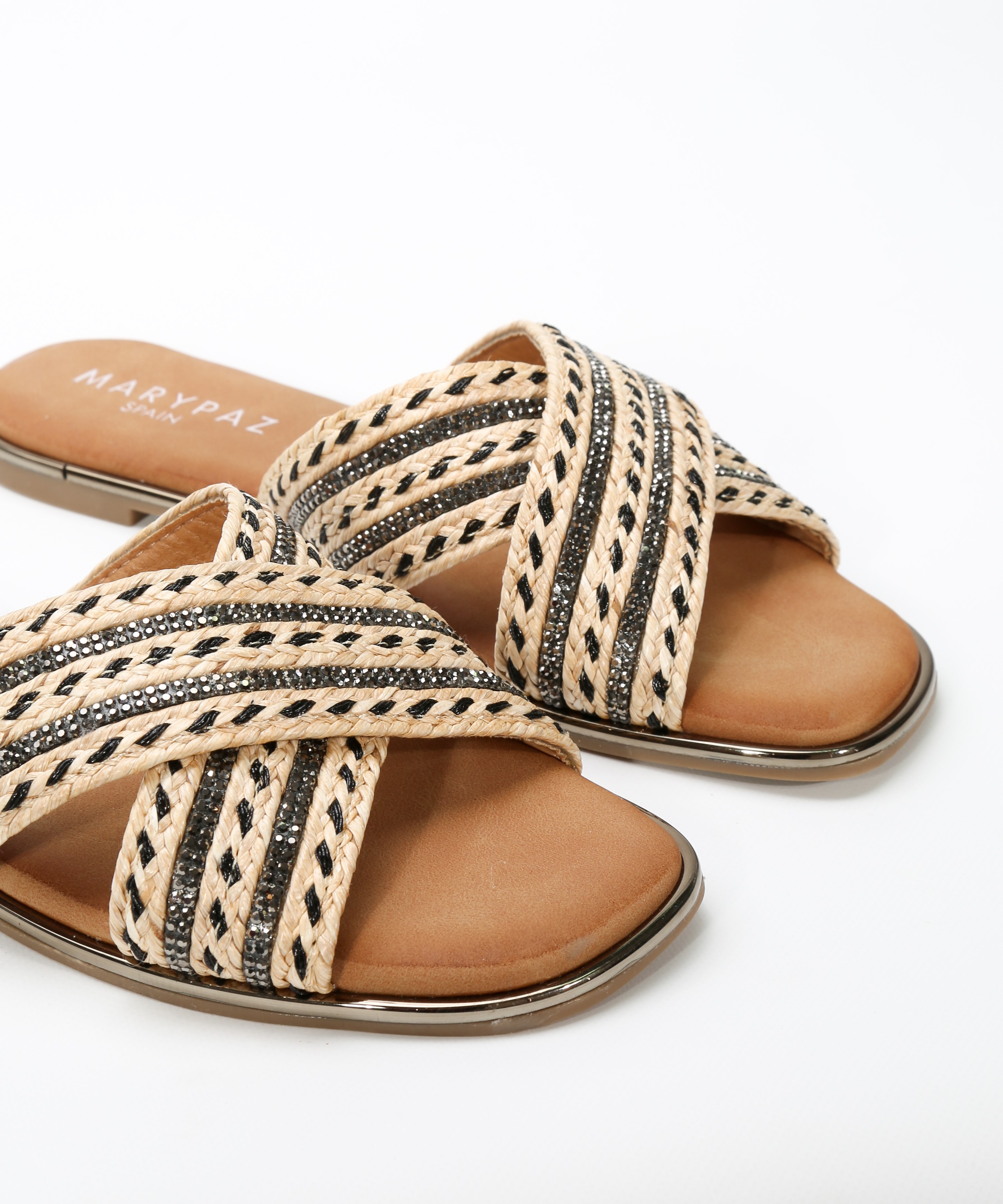 Sandalias planas cruceta brillo image number null